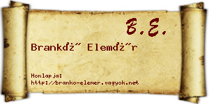 Brankó Elemér névjegykártya